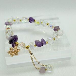 Elegant Purple and Gold Beaded Bracelet